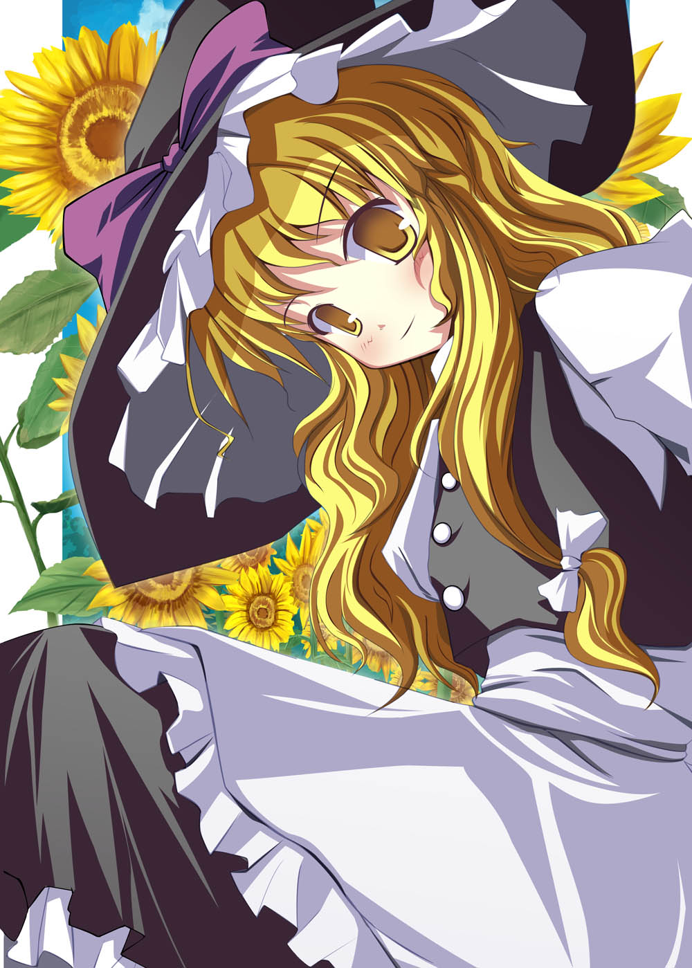 flower hat highres kazumasa kirisame_marisa touhou yellow_eyes