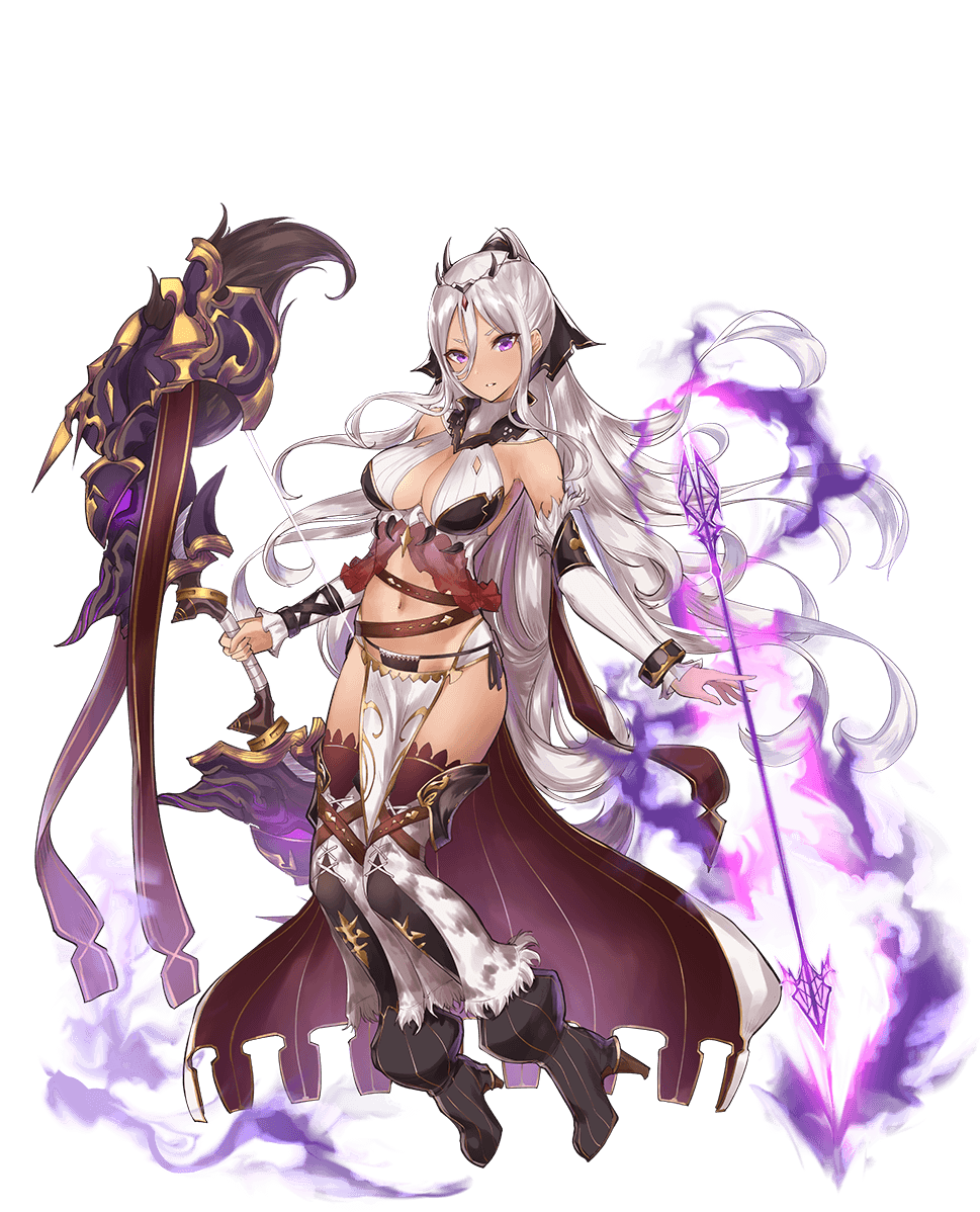1girl arrow asherah_(sennen_sensou_aigis) boots breasts cleavage detached_sleeves floating_hair full_body holding_bow_(weapon) long_hair navel official_art pelvic_curtain sennen_sensou_aigis solo thigh-highs thigh_boots transparent_background violet_eyes white_hair