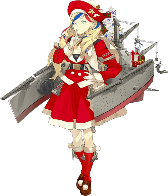1girl akira_(kadokawa) beret blonde_hair blue_eyes blue_hair breasts christmas_tree commandant_teste_(kantai_collection) gift hair_ornament hat jacket kantai_collection keychain long_hair looking_at_viewer multicolored_hair official_art redhead santa_hat scarf seaplane_tender_water_hime solo star streaked_hair transparent_background