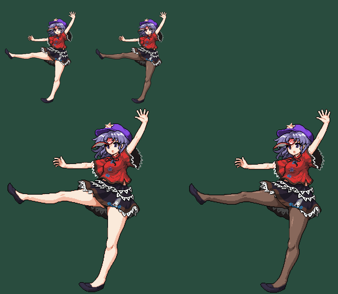 1girl :o balancing bare_legs blouse blue_eyes blue_hair falling hat miniskirt miyako_yoshika ofuda outstretched_arms pantyhose pixel_art shoes short_hair skirt solo standing standing_on_one_leg star takorin thighs touhou