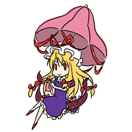 gap hair_ribbon hat parasol ribbon touhou umbrella wabi_(wbsk) wabi_tsubaki yakumo_yukari