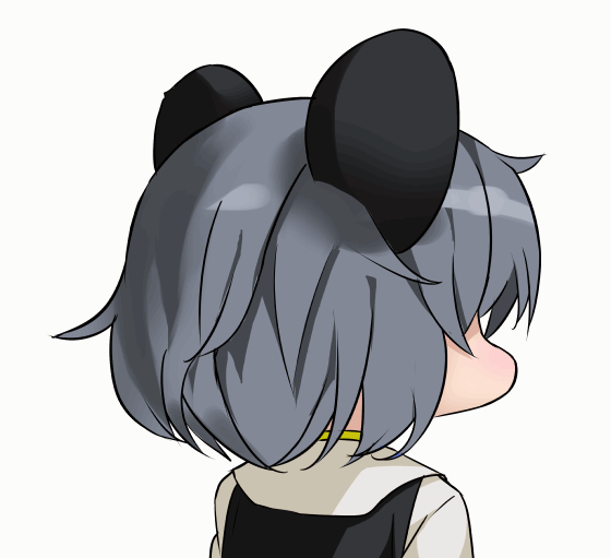 1girl animal_ears animated animated_gif bangs benjamin_button_suukina_jinsei blush commentary_request cookie_(touhou) eyebrows_visible_through_hair grey_hair hair_between_eyes long_sleeves looking_at_viewer mouse_ears multiple_views nazrin red_eyes short_hair simple_background smile solo touhou turnaround upper_body white_background