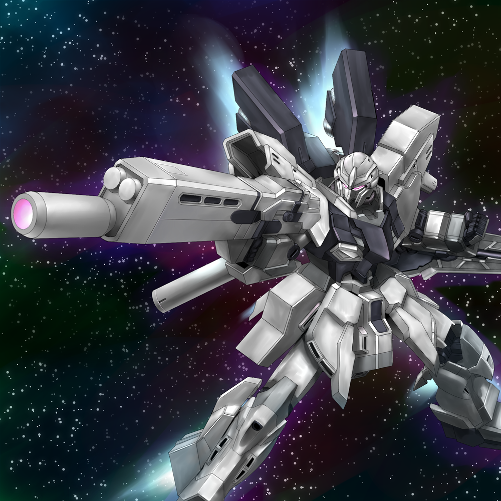 gun gundam gundam_unicorn mecha mobile_suit robot shield shinryoku_tobari silver sinanju space weapon