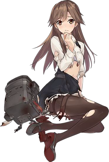 1girl arashio_(kantai_collection) belt black_legwear bra brown_eyes brown_hair dress full_body grey_shoes kantai_collection konishi_(koconatu) long_hair long_sleeves looking_at_viewer machinery official_art on_ground pantyhose pinafore_dress red_ribbon remodel_(kantai_collection) ribbon school_uniform shirt shoes short_dress sleeveless sleeveless_dress solo thigh_strap torn_clothes torpedo transparent_background turret underwear white_shirt