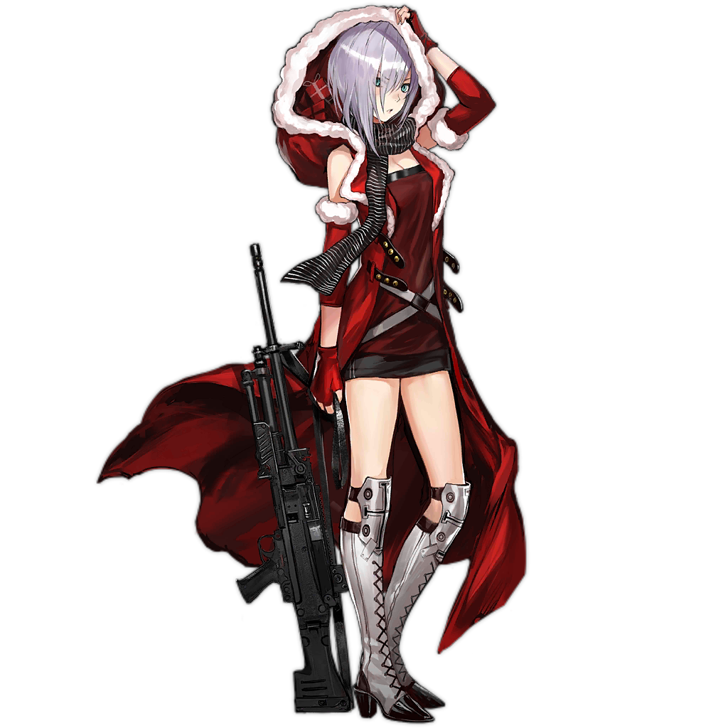 1girl alternate_costume blush boots breasts buckle cape cleavage cleavage_cutout clenched_hands cross-laced_footwear dress eyebrows fingerless_gloves full_body fur-trimmed_cape fur-trimmed_sleeves gift girls_frontline gloves green_eyes grey_hair gun hair_between_eyes hair_over_one_eye high_heel_boots high_heels holding holding_gun holding_weapon hood hoodie infukun iron_cross knee_pads lace-up_boots looking_at_viewer machine_gun mg5 mg5_(girls_frontline) miniskirt personification red_cape red_gloves scarf short_hair short_sleeves skirt solo standing transparent_background weapon