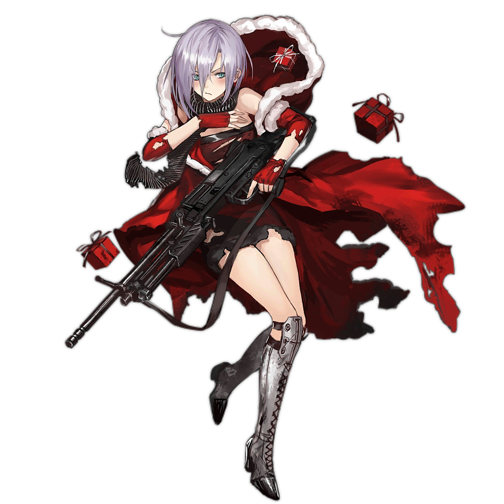 1girl alternate_costume blush boots buckle cape cross-laced_footwear dress eyebrows fingerless_gloves full_body fur-trimmed_cape fur-trimmed_sleeves gift girls_frontline gloves green_eyes grey_hair gun hair_between_eyes hair_over_one_eye hands_on_own_chest head_tilt high_heel_boots high_heels holding holding_gun holding_weapon hood hoodie knee_pads lace-up_boots looking_at_viewer machine_gun mg5 mg5_(girls_frontline) official_art personification red_gloves scarf short_hair short_sleeves solo torn_clothes torn_sleeves transparent_background trigger_discipline weapon