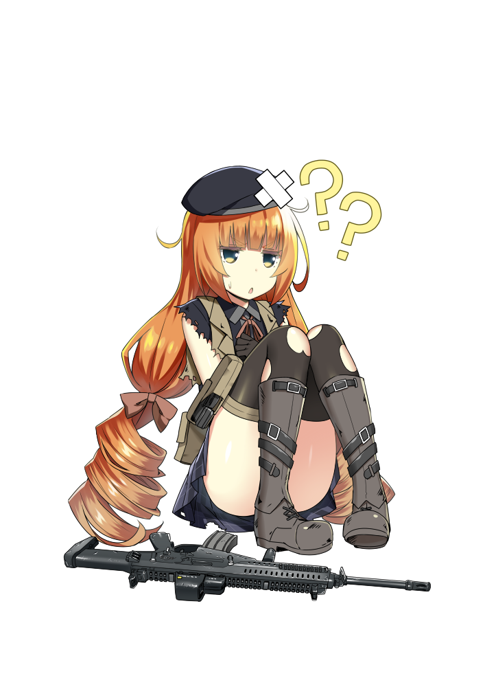 1girl arx-160_(girls_frontline) female full_body girls_frontline hat simple_background solo tagme twin_drills twintails