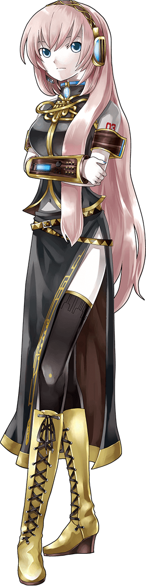 1girl armband belt blue_eyes boots headphones long_hair megurine_luka navel pink_hair side_slit skirt sleeve solo stockings tagme thigh_highs vocaloid