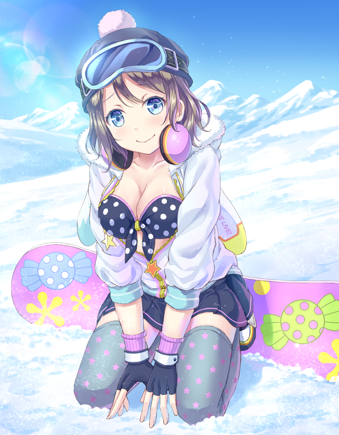 bikini blue_eyes blush grey_hair jacket love_live!_sunshine!! short_hair watanabe_you