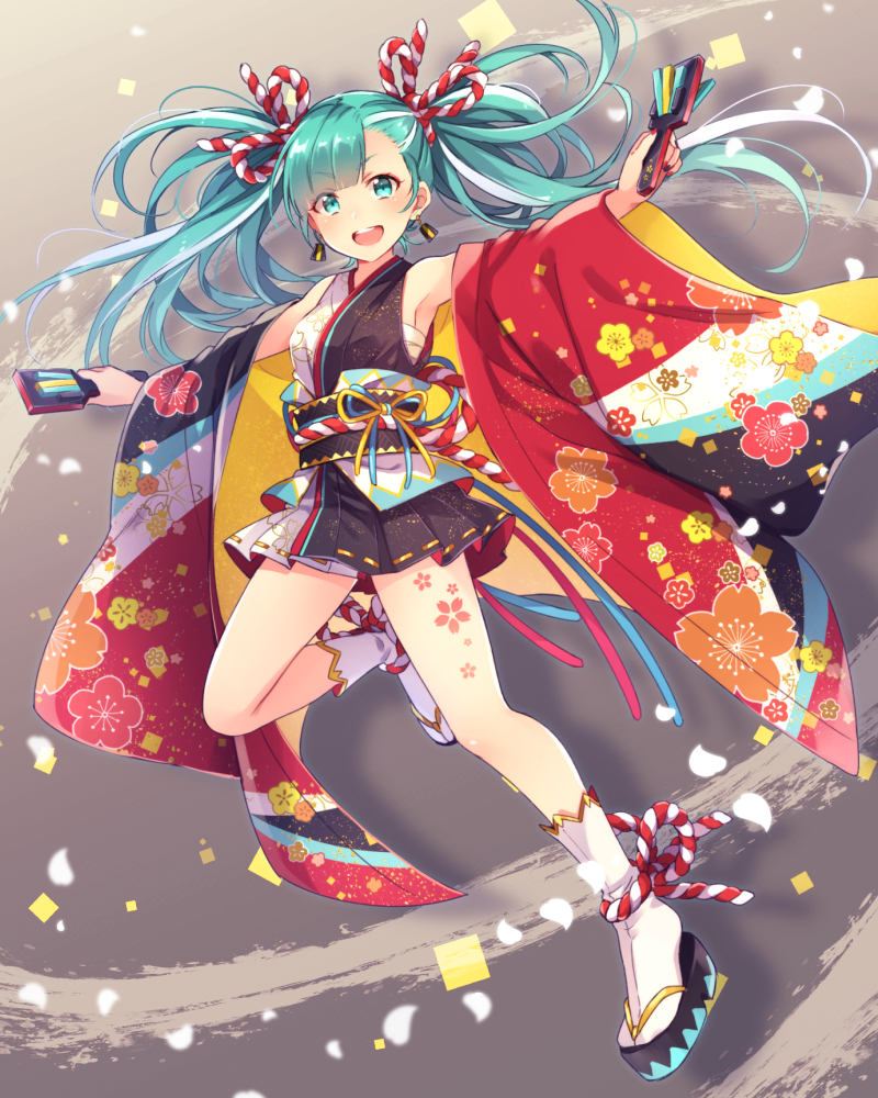 blush dress green_eyes green_hair hatsune_miku long_hair smile twintails vocaloid