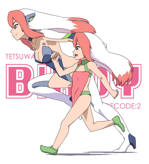 birdy_the_mighty birdy_the_mighty_decode blue_eyes child dual_persona duplicate multicolored_hair running smile tetsuwan_birdy tetsuwan_birdy_decode thigh-highs thighhighs time_paradox usatarou young