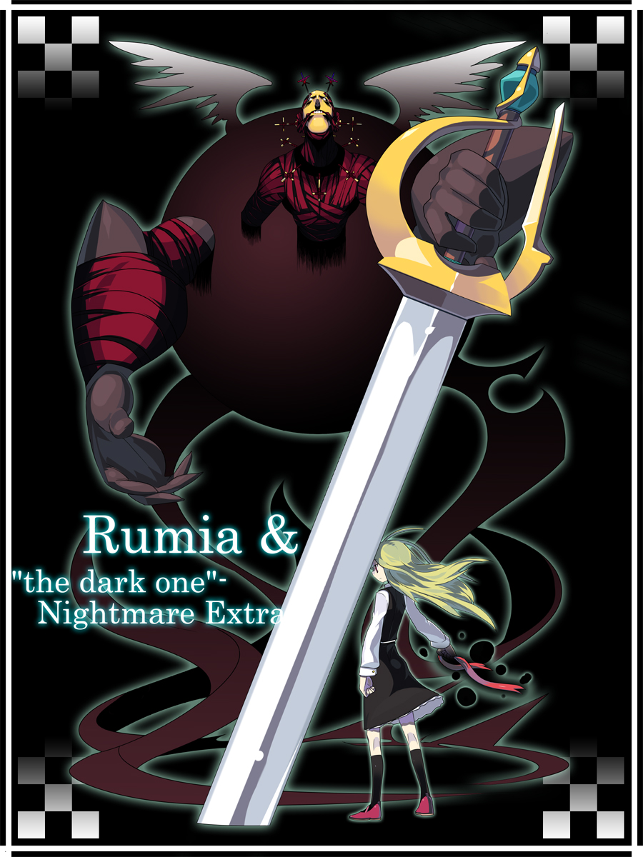 blonde_hair chiba_tsuru ex-rumia ex_rumia highres parody persona red_eyes rumia sword touhou weapon