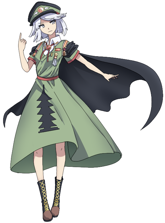 androgynous boots cape fujiwara_no_shirogane_no_sanra grey_eyes hat len'en lenk64 military military_hat military_uniform peaked_cap short_hair silver_hair solo uniform