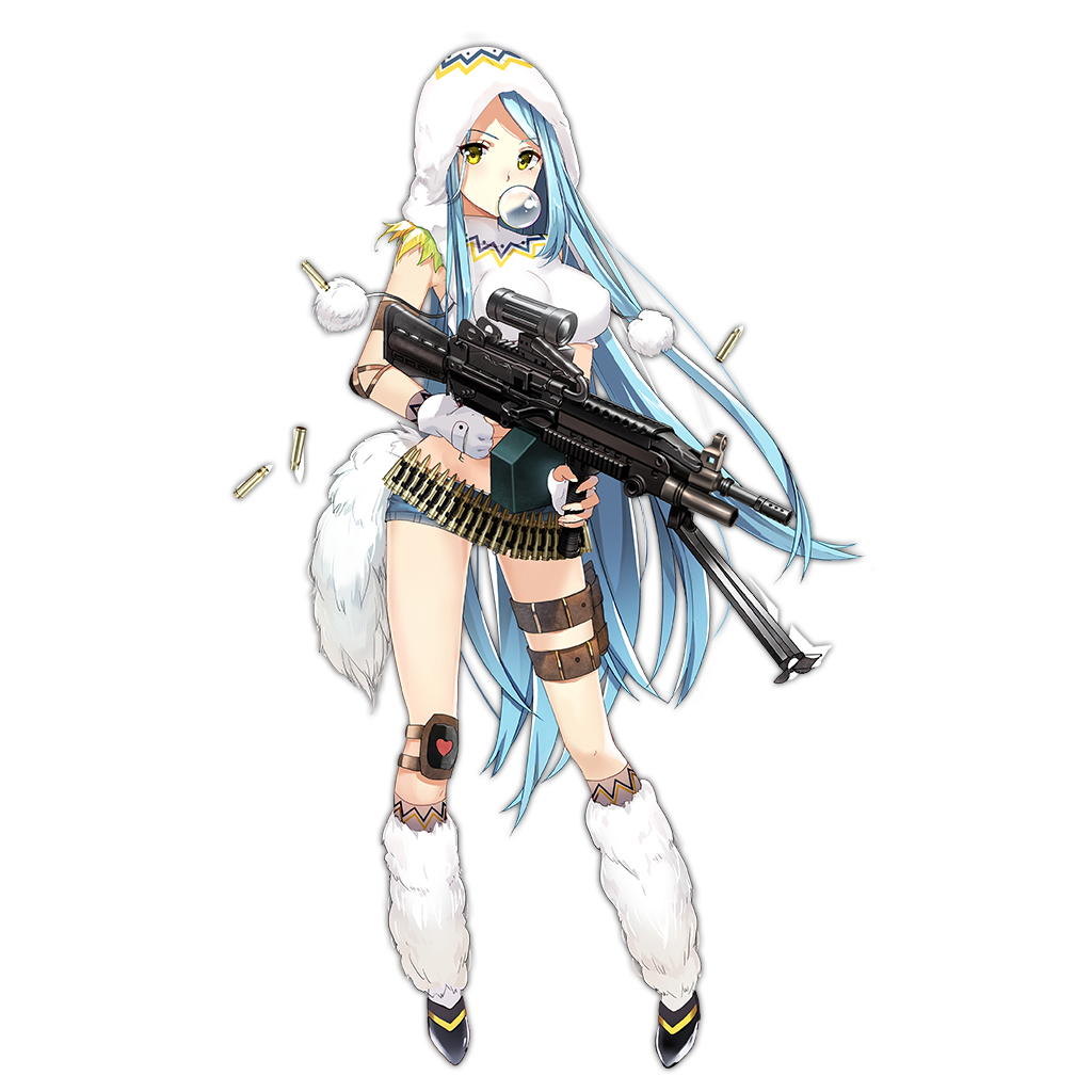 1girl ammunition ammunition_belt armband bangs belt bipod blue_hair blush bow breasts bubble_blowing bubblegum buckle cleavage denim denim_shorts eyebrows eyebrows_visible_through_hair fingerless_gloves full_body fur-trimmed_legwear fur_trim girls_frontline gloves gun hair_bow holding holding_gun holding_weapon holster hood hoodie hoslter knee_pads long_hair looking_at_viewer m249 m249_saw_(girls_frontline) machine_gun magazine_(weapon) medium_breasts nose official_art personification pom_pom_(clothes) scope sheska_xue short_shorts shorts sleeveless solo standing swept_bangs tail thigh_holster transparent_background vertical_foregrip very_long_hair weapon white_gloves yellow_eyes