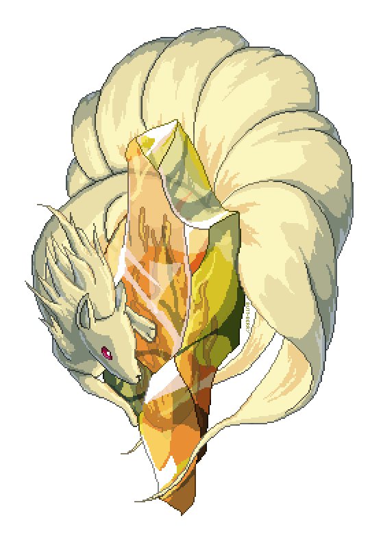animated animated_gif butt-berry evolutionary_stone fire_stone multiple_tails ninetales no_humans pixel_art pokemon pokemon_(creature) red_eyes tail transparent
