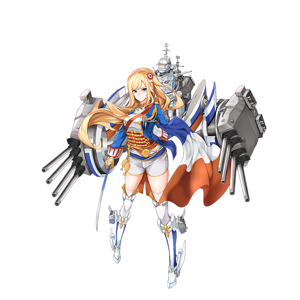 15k 1girl aiguillette blonde_hair blue_eyes blue_jacket braid breasts cannon closed_mouth crown_braid double-breasted epaulettes french_flag full_body gloves holding holding_flag holding_sword holding_weapon jacket legs_apart long_hair long_sleeves looking_at_viewer machinery military military_uniform official_art red_sash remodel_(zhan_jian_shao_nyu) richelieu_(zhan_jian_shao_nyu) saber_(weapon) shorts side_ponytail solo standing sword thigh-highs transparent_background turret uniform weapon white_gloves white_legwear white_shorts zhan_jian_shao_nyu