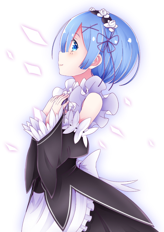 blue_eyes blue_hair blush dress headdress re:zero_kara_hajimeru_isekai_seikatsu rem_(re:zero) short_hair