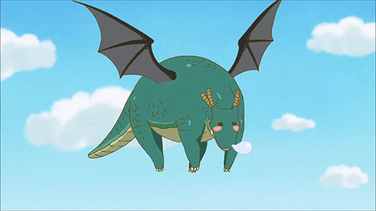 animated animated_gif blush clouds dragon dragon_horns dragon_wings horns kobayashi-san_chi_no_maidragon nose_bubble scales sky sleep_flying sleeping tooru_(dragon)_(maidragon) tooru_(maidragon) wings