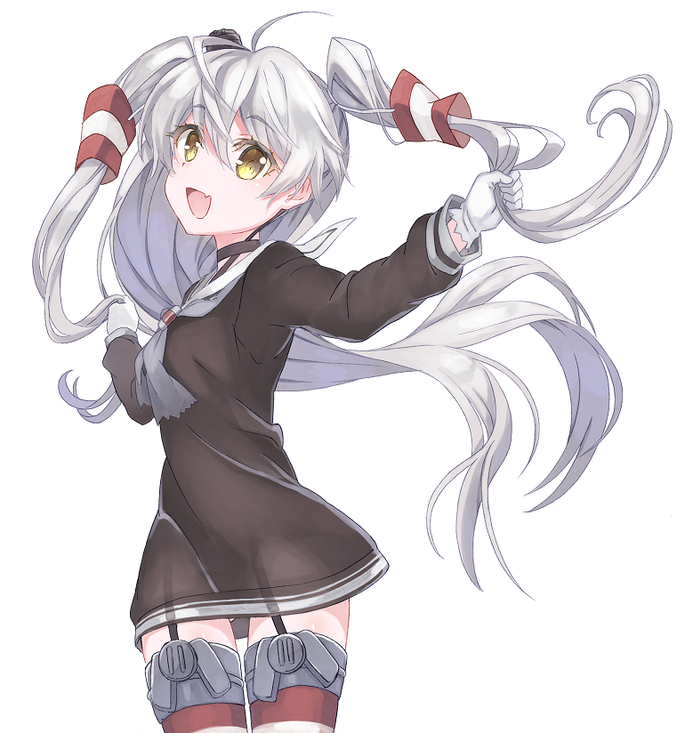 amatsukaze_(kantai_collection) blush choker grey_hair kantai_collection long_hair personification seifuku yellow_eyes