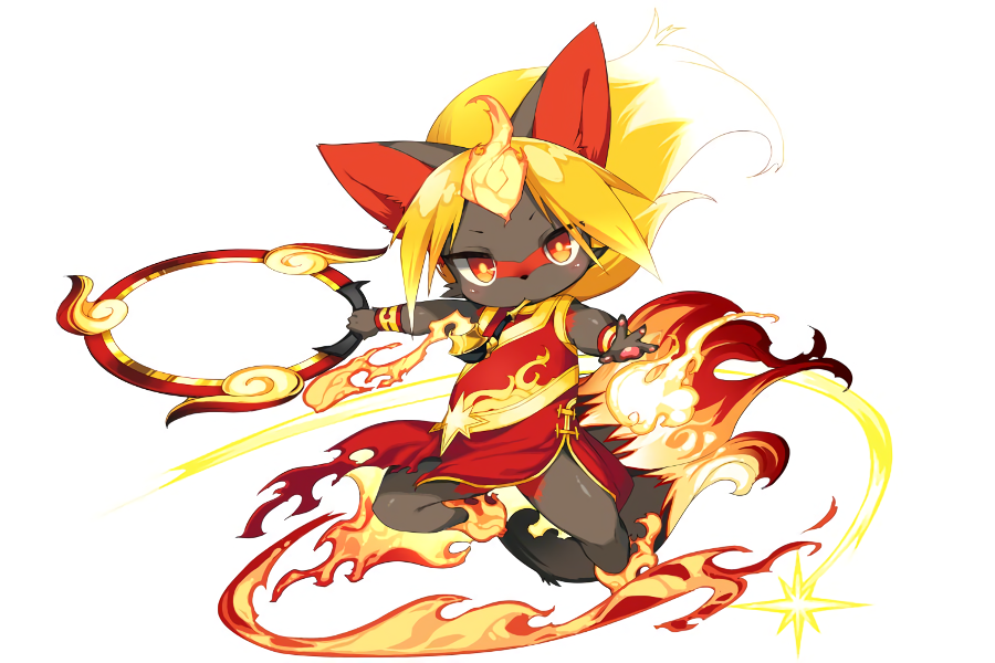 1girl animal_ears blonde_hair bright_pupils character_request chinese_clothes fire fullbokko_heroes furry holding holding_weapon long_hair multicolored_hair official_art pipe red_eyes simple_background solo tail two-tone_hair weapon white_background white_hair wristband