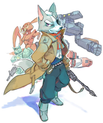 aporoid furry gloves gun lowres male nemurism nintendo red_eyes rifle robot star_fox starfox tail trench_coat trenchcoat weapon wolf_o'donnell wolf_o'donnell