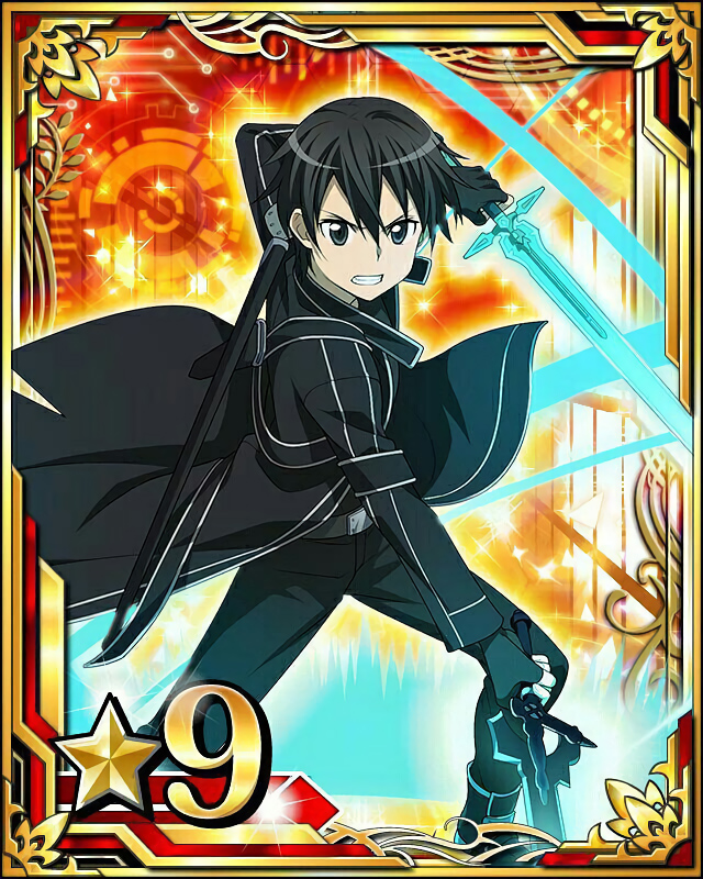 1boy black_gloves black_hair clenched_teeth dual_wielding fingerless_gloves gloves holding holding_sword holding_weapon kirito sheath solo spiky_hair sword sword_art_online teeth weapon