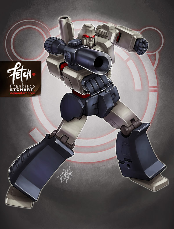 2016 aiming arm_cannon dated decepticon deviantart_username energy_cannon franciscoetchart glowing glowing_eyes mecha megatron realistic red_eyes robot signature transformers watermark weapon