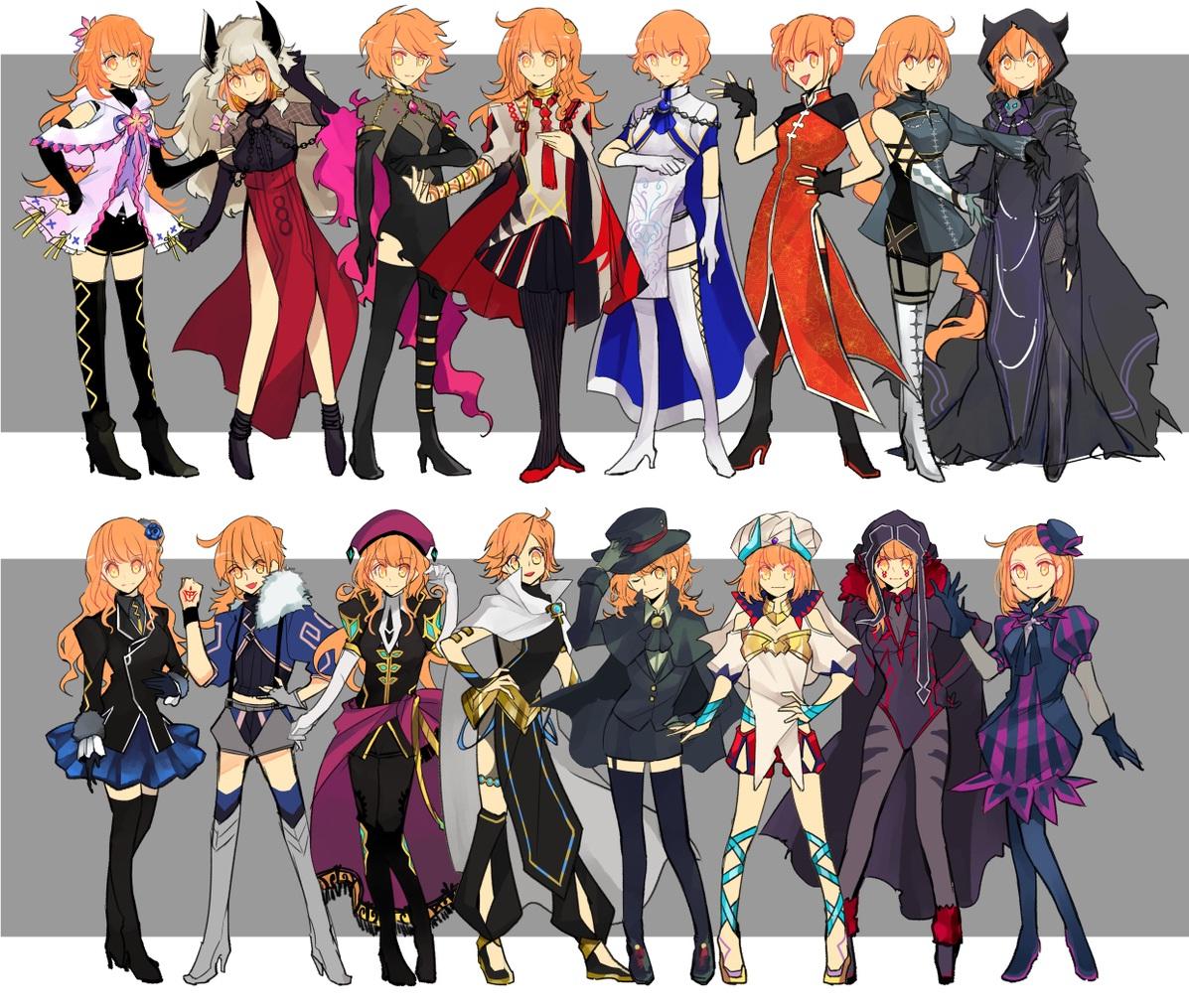 1girl adapted_costume ahoge alternate_hair_length alternate_hairstyle arjuna_(fate/grand_order) arjuna_(fate/grand_order)_(cosplay) assassin_(fate/extra) assassin_(fate/extra)_(cosplay) asterios_(fate/grand_order) asterios_(fate/grand_order)_(cosplay) asymmetrical_clothes asymmetrical_gloves bangs bare_shoulders beret black_cloak black_clothes black_dress black_gloves black_jacket black_legwear black_pants black_shirt blue_clothes blue_dress blue_jacket blue_skirt blunt_bangs bodysuit boots bracelet braid breasts bridal_gauntlets bubble_skirt cape caster_(fate/zero) caster_(fate/zero)_(cosplay) china_dress chinese_clothes cleavage_cutout cloak command_spell contrapposto cosplay cravat cross-laced_clothes cross-laced_footwear cu_chulainn_alter_(fate/grand_order) cu_chulainn_alter_(fate/grand_order)_(cosplay) curly_hair detached_pants double_bun dress edmond_dantes_(fate/grand_order) edmond_dantes_(fate/grand_order)_(cosplay) elbow_gloves facial_tattoo fake_horns fashion fate/apocrypha fate/extra fate/grand_order fate/prototype fate/prototype:_fragments_of_blue_and_silver fate/zero fate_(series) fedora fingerless_gloves flower formal fujimaru_ritsuka_(female) full_body fur-trimmed_jacket fur_trim garter_straps gilgamesh gilgamesh_(caster)_(fate) gilgamesh_(caster)_(fate)_(cosplay) gilles_de_rais_(fate/grand_order) gilles_de_rais_(fate/grand_order)_(cosplay) gloves grey_background gurekan25 hair_flower hair_ornament hair_slicked_back hand_on_hip hand_on_own_head hand_on_own_headwear hat high_heel_boots high_heels hip_vent hood hooded_cloak hooded_top horns jacket jewelry jpeg_artifacts karna_(fate) karna_(fate)_(cosplay) king_hassan_(fate/grand_order) king_hassan_(fate/grand_order)_(cosplay) lace-up_gloves lace-up_legwear lancer_(fate/prototype) lancer_(fate/prototype)_(cosplay) lancer_of_black lancer_of_black_(cosplay) legband legs_apart legs_together li_shuwen_(fate/grand_order) li_shuwen_(fate/grand_order)_(cosplay) loafers long_hair long_skirt long_sleeves looking_at_viewer merlin_(fate/stay_night) merlin_(fate/stay_night)_(cosplay) midriff mini_hat mini_top_hat multiple_views navel_cutout necklace o-ring_top one_eye_closed one_side_up orange_dress orange_hair pants pantyhose pelvic_curtain pleated_skirt ponytail popped_collar puffy_short_sleeves puffy_sleeves purple_dress red_shorts red_skirt ribbon rider_(fate/prototype_fragments) rider_(fate/prototype_fragments)_(cosplay) sheer_clothes shirt shoes short_dress short_hair short_sleeves shorts side_slit single_braid skirt skirt_suit skull sleeveless small_breasts socks solomon_(fate/grand_order) solomon_(fate/grand_order)_(cosplay) source_request strapless striped striped_background striped_legwear suit suspender_shorts suspenders swept_bangs tassel tattoo thigh-highs thigh_boots top_hat translucent tubetop undershirt vertical-striped_dress vertical-striped_legwear vertical_stripes very_long_hair waist_cape wavy_hair white_background white_cape white_clothes white_coat white_gloves white_legwear wig wolfgang_amadeus_mozart_(fate/grand_order) wolfgang_amadeus_mozart_(fate/grand_order)_(cosplay) yellow_eyes zettai_ryouiki