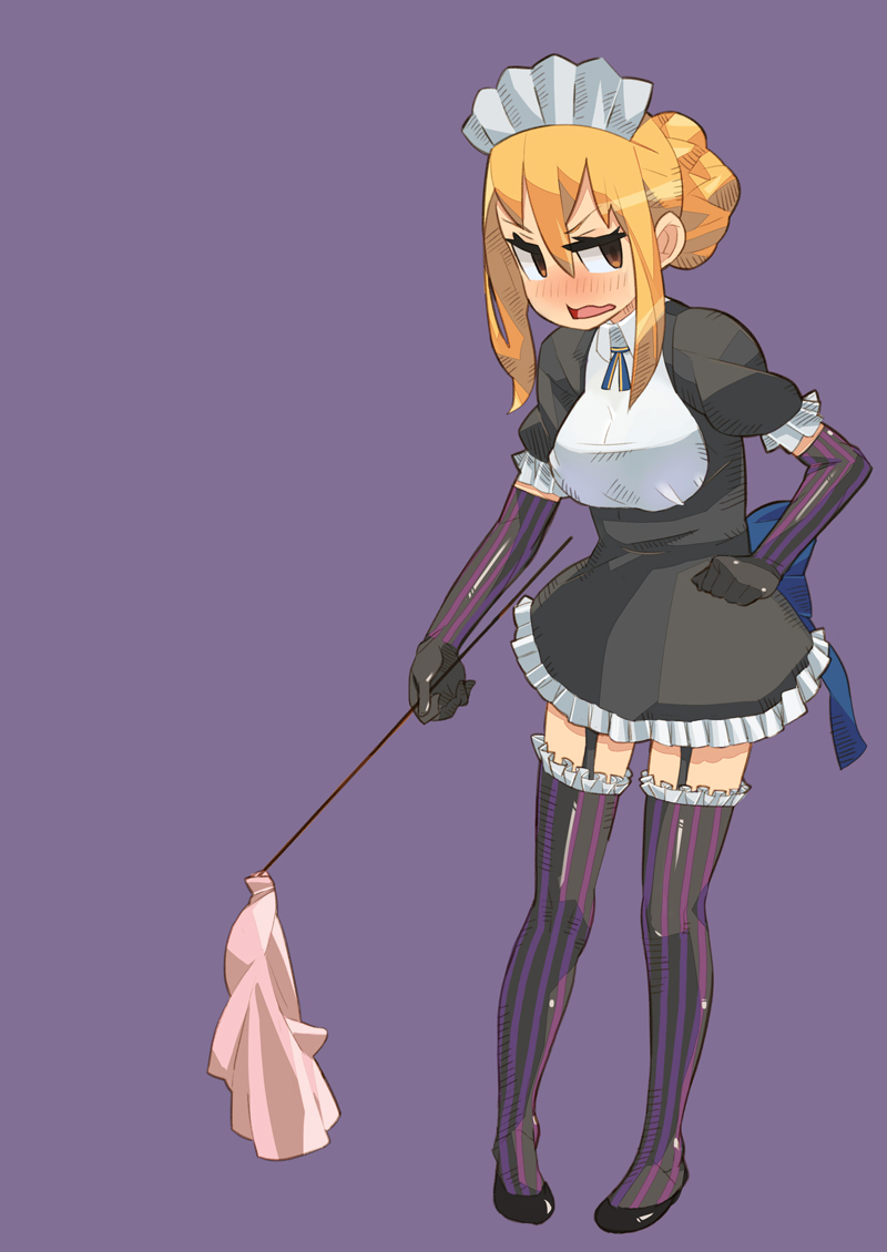 1girl agrias_oaks blonde_hair blush breasts fgz final_fantasy final_fantasy_tactics gloves long_hair maid solo