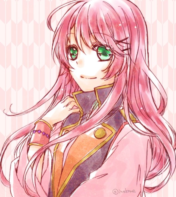 green_eyes harukanaru_toki_no_naka_de_3 inekome kasuga_nozomi pink_hair