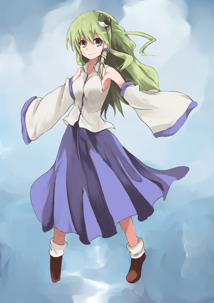 green_hair kochiya_sanae long_skirt mieharu skirt touhou