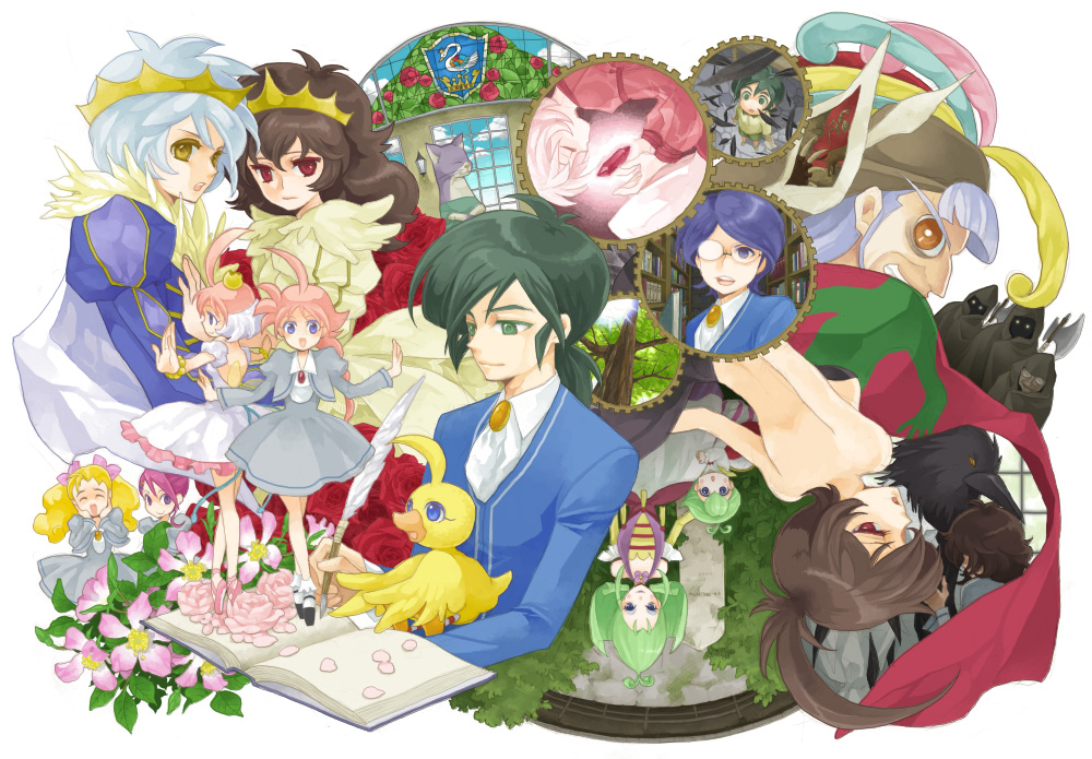 ahiru ahiru_(duck) ahoge aotoa autor axe ballerina ballet_slippers bare_back bird black_hair blonde_hair blue_hair blush_stickers bobby_socks book bow cat cloak closed_eyes crow crown dress drosselmeyer dual_persona duck edel everyone fakir feathers flower freckles gears glasses grin hair_bow hat lilie_(princess_tutu) looking_back multiple_persona mytho mythos neko-sensei ogura_(pixiv97931) open_mouth petals pike_(princess_tutu) pink_hair princess_kraehe princess_tutu princess_tutu_(character) quill red_eyes rue rue_(princess_tutu) school_uniform shoe_ribbon smile socks spoilers stained_glass tree twintails uzura weapon white_hair yellow_eyes young