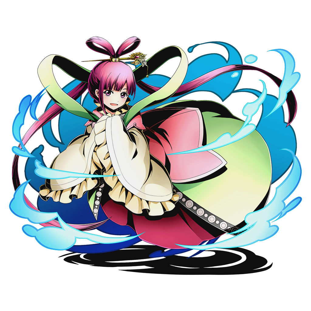 1girl absurdly_long_hair divine_gate dress full_body hair_ornament hairpin hands_together long_hair looking_at_viewer magi_the_labyrinth_of_magic official_art open_mouth purple_hair ren_kougyoku shadow solo transparent_background twintails ucmm very_long_hair violet_eyes
