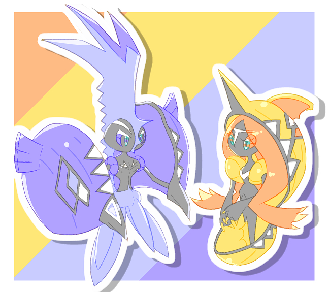 1boy 1girl color_switch pokemon pokemon_(creature) pokemon_(game) pokemon_sm tapu_fini tapu_koko