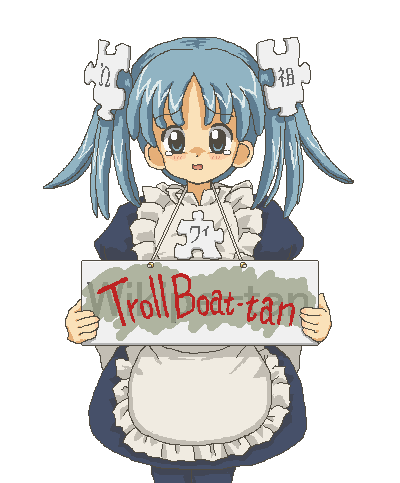 1girl blue_eyes blue_hair commentary hair_ornament kasuga39 lowres maid open_mouth pantyhose puzzle_piece sign solo tears transparent_background twintails wikipe-tan wikipedia