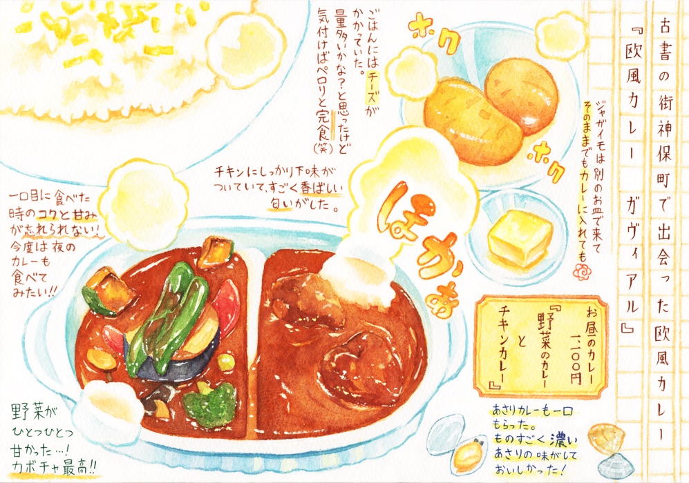 artist_request broccoli butter commentary_request curry food no_humans simple_background steam text traditional_media translation_request vegetable watercolor_(medium) white_background