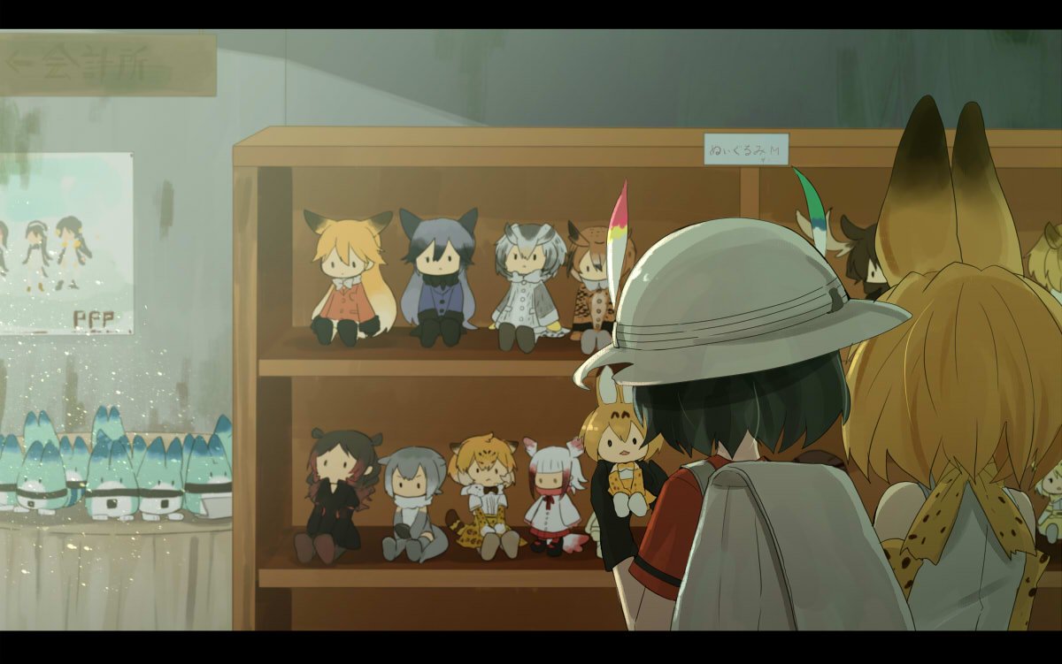 2girls :&lt; :3 alpaca_suri animal_ears annin_musou antlers backpack bag bare_shoulders bird_tail bird_wings black_bow black_bowtie black_footwear black_gloves black_hair black_jacket black_shoes blazer blonde_hair blue_jacket bow bowtie brown_coat brown_hair bucket_hat buttons cat_ears character_doll coat collar commentary_request crested_ibis_(kemono_friends) doll drawstring elbow_gloves emperor_penguin_(kemono_friends) eurasian_eagle_owl_(kemono_friends) ezo_red_fox_(kemono_friends) fox_ears frilled_sleeves frills from_behind full_body fur-trimmed_sleeves fur_collar fur_trim gentoo_penguin_(kemono_friends) gloves gradient_hair grey_coat grey_gloves grey_hair grey_swimsuit hair_between_eyes hat hat_feather head_wings headphones hippopotamus_(kemono_friends) hippopotamus_ears holding_doll hood hooded_jacket humboldt_penguin_(kemono_friends) indoors jacket jaguar_(kemono_friends) jaguar_ears jaguar_print jaguar_tail kaban kemono_friends leather leather_suit leotard letterboxed lion_(kemono_friends) lion_ears long_hair long_sleeves lucky_beast_(kemono_friends) mary_janes moose_(kemono_friends) moose_ears multicolored multicolored_clothes multicolored_hair multicolored_jacket multicolored_swimsuit multiple_girls northern_white-faced_owl_(kemono_friends) one-piece_swimsuit open_clothes open_jacket open_mouth orange_hair orange_jacket otter_(kemono_friends) otter_ears otter_tail pantyhose pink_hair pleated_skirt poster_(object) red_legwear red_shirt red_skirt redhead rock sand_cat_(kemono_friends) serval_(kemono_friends) serval_ears serval_print shelf shirt shoe_soles shoes short_hair short_sleeves silver_fox_(kemono_friends) skirt sleeveless sleeveless_shirt standing striped striped_clothes striped_hood striped_hoodie striped_tail swimsuit tail translation_request triangle_mouth tsuchinoko_(kemono_friends) two-tone_hair upper_body wavy_hair white_bow white_bowtie white_coat white_hair white_hat white_jacket white_leotard white_shirt white_swimsuit wide_sleeves wings yellow_gloves |_|