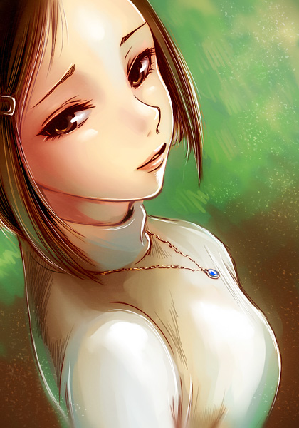 brown_hair jewelry lilysick necklace ozawa_yumi persona persona_4 turtleneck