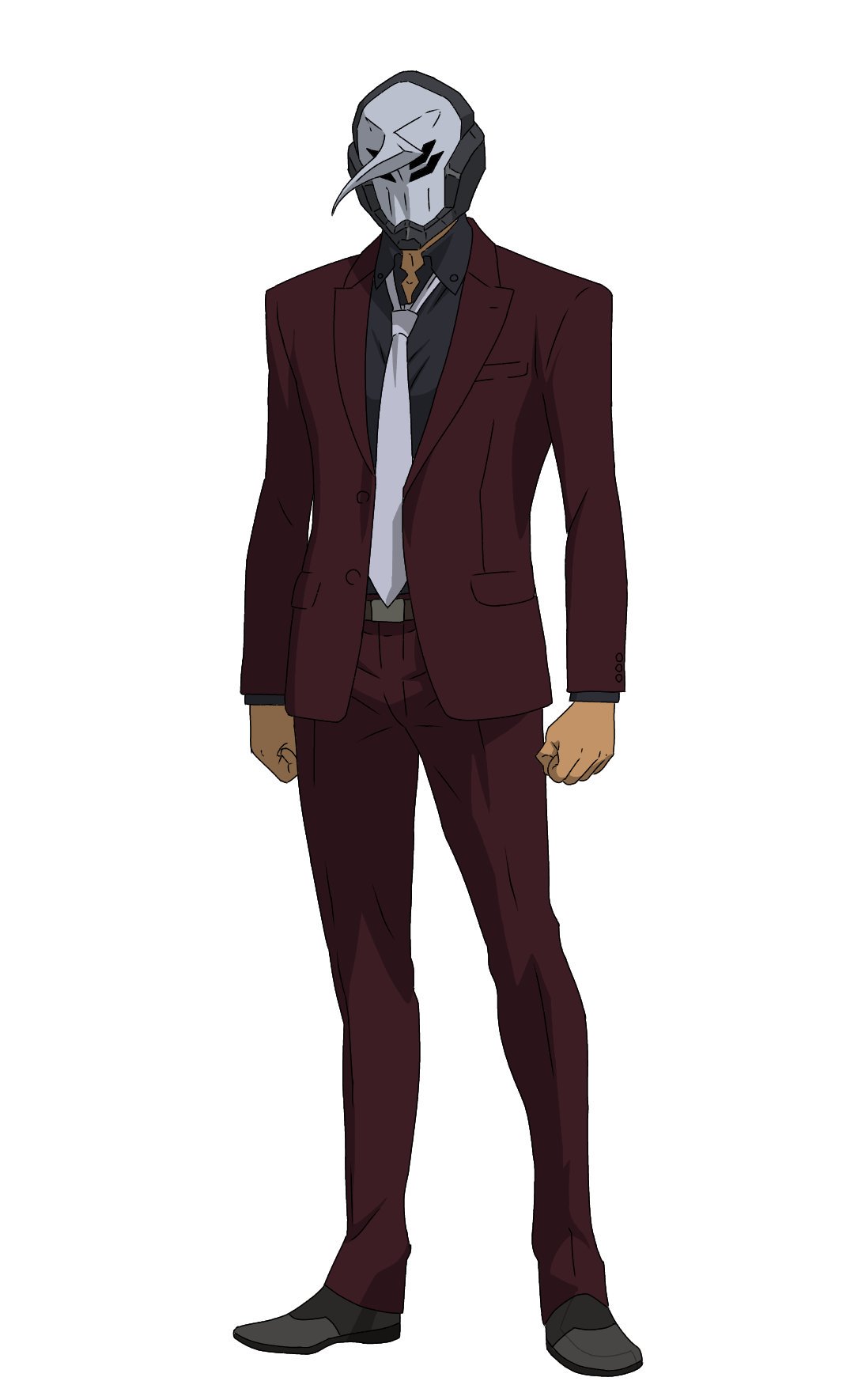 1boy business_suit cosplay formal gundam gundam_tekketsu_no_orphans helmet highres long_sleeves male_focus mask necktie orga_itsuka photoshop shin solo suit vidar vidar_(cosplay) what_if