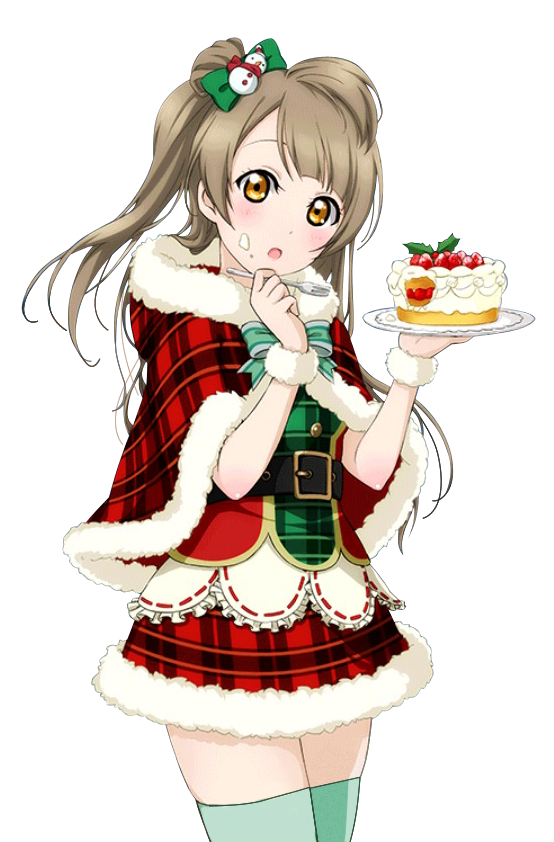 1girl belt bow brown_hair cake capelet cowboy_shot cream cream_on_face food food_on_face green_bow green_legwear hair_bow head_tilt holding long_hair looking_at_viewer love_live! love_live!_school_idol_project minami_kotori open_mouth red_skirt side_ponytail skirt solo standing thigh-highs transparent_background yellow_eyes zettai_ryouiki