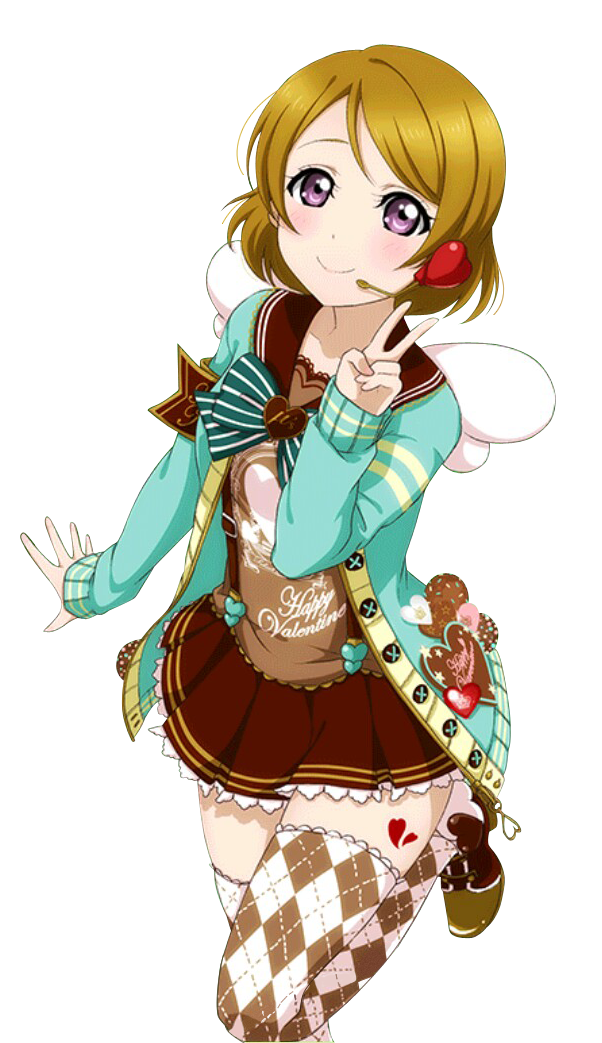 1girl aqua_sweater argyle argyle_legwear brown_hair brown_shirt brown_skirt hair_ornament happy_valentine heart_hair_ornament koizumi_hanayo looking_at_viewer love_live! love_live!_school_idol_project one_leg_raised pleated_skirt shirt short_hair skirt smile solo standing transparent_background v violet_eyes