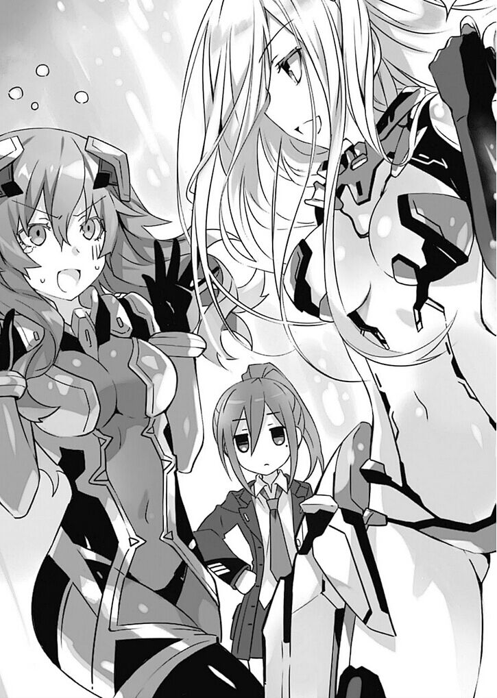 :d bodysuit breasts breasts_apart character_request covered_navel date_a_live eyebrows_visible_through_hair floating_hair gluteal_fold hair_between_eyes hand_on_hip high_ponytail jacket long_hair medium_breasts mole mole_under_eye monochrome necktie novel_illustration official_art open_mouth school_uniform shirt silver_hair skirt smile standing sweatdrop takamiya_mana tsunako white_shirt