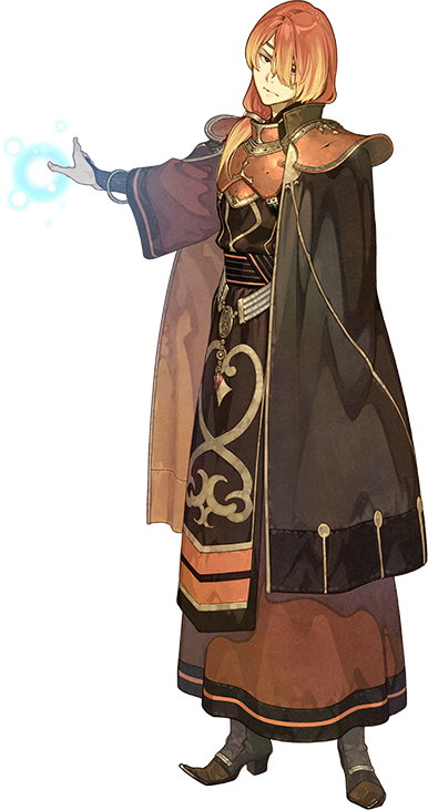 1boy blonde_hair boots capelet circlet fire_emblem fire_emblem_echoes:_mou_hitori_no_eiyuuou full_body hidari_(left_side) low_ponytail luthier_(fire_emblem) male_focus multicolored_hair official_art redhead solo transparent_background two-tone_hair
