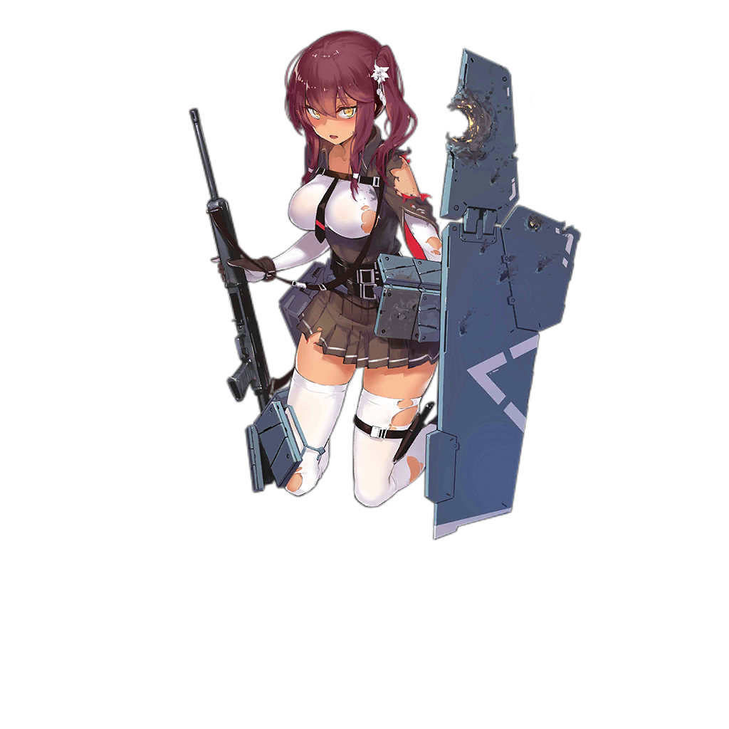 1girl belt_buckle boots breasts buckle dark_skin full_body girls_frontline gloves gun hand_on_own_chest hat holding impossible_clothes kneeling large_breasts long_hair looking_at_viewer nightmaremk2 no_hat no_headwear official_art personification purple_hair rifle saiga-12 saiga-12_(girls_frontline) skirt solo thigh-highs torn_clothes torn_thighhighs transparent_background twintails weapon white_legwear yellow_eyes