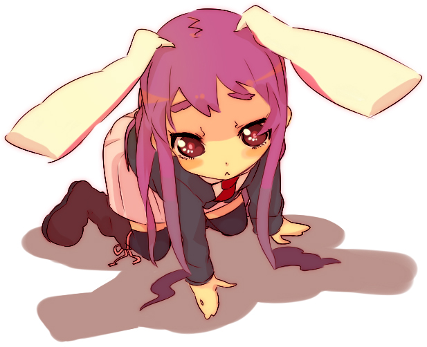 bad_id bunny_ears long_hair necktie purple_hair rabbit_ears rawan red_eyes reisen_udongein_inaba skirt thigh-highs thighhighs touhou zettai_ryouiki