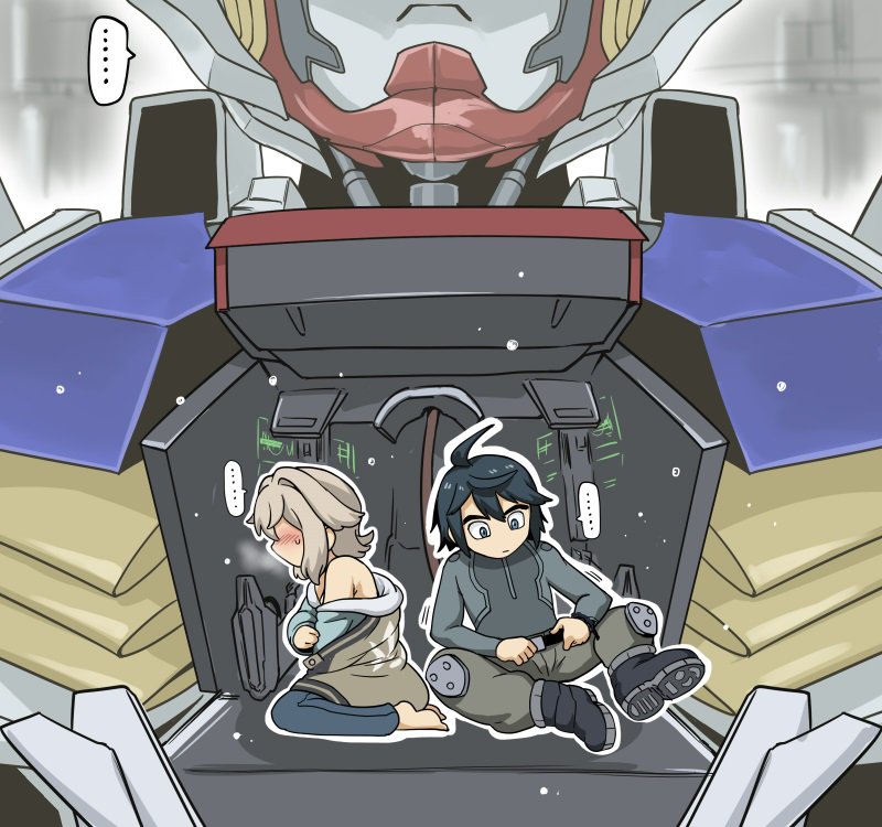 1boy 1girl atra_mixta gundam gundam_barbatos gundam_tekketsu_no_orphans mikazuki_augus