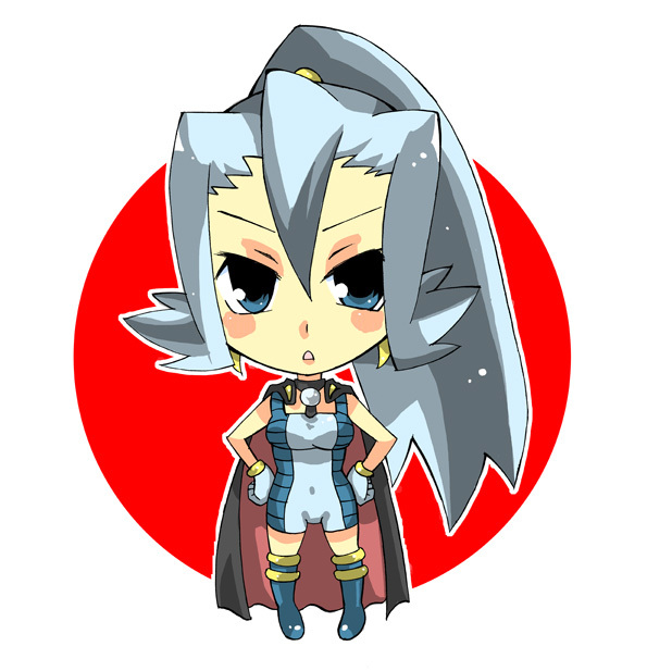 &gt;:o 1girl :o bangs black_cape blue_boots blue_eyes blue_gloves blue_hair blue_legwear blue_unitard blush boots breasts cape chibi circle covered_navel earrings full_body gloves gym_leader hair_between_eyes halterneck hands_on_hips high_ponytail ibuki_(pokemon) jewelry long_hair looking_at_viewer matsumoto_waka medium_breasts open_mouth outline pearl pigeon-toed pokemon pokemon_(game) pokemon_hgss ponytail sidelocks simple_background solo standing taut_clothes thigh-highs thigh_boots triangle_mouth tsurime unitard white_background