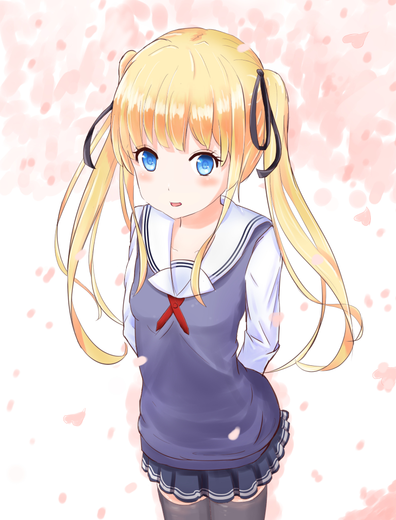 blonde_hair blue_eyes blush dress eriri_sawamura_spencer long_hair smile twintails