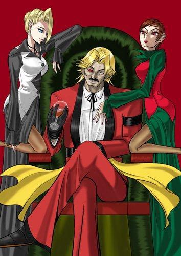 2girls black_gloves king_of_fighters mature_(kof) rugal_bernstein sketch vice