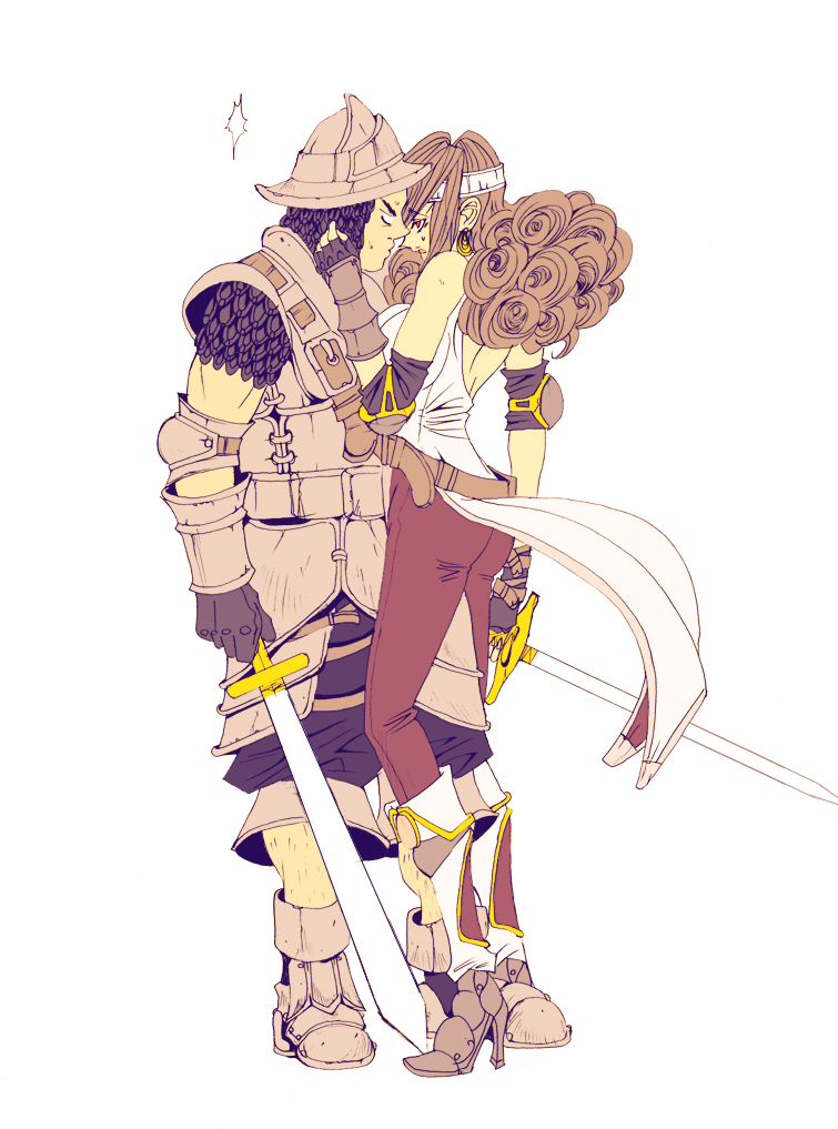 armor bad_id beatrix belt boots brown_hair dattyo final_fantasy final_fantasy_ix gloves long_hair sword weapon